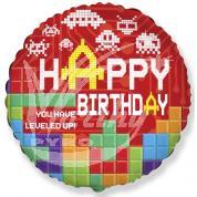 Balón fóliový 45 cm Happy Birthday - Bricks